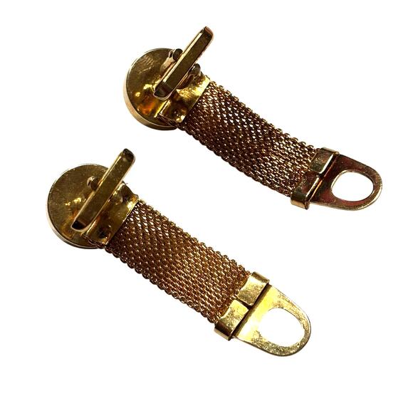 Gold wrap Cufflinks Rivoli style watermelon green & pink stones vintage 1970s - Picture 3 of 8